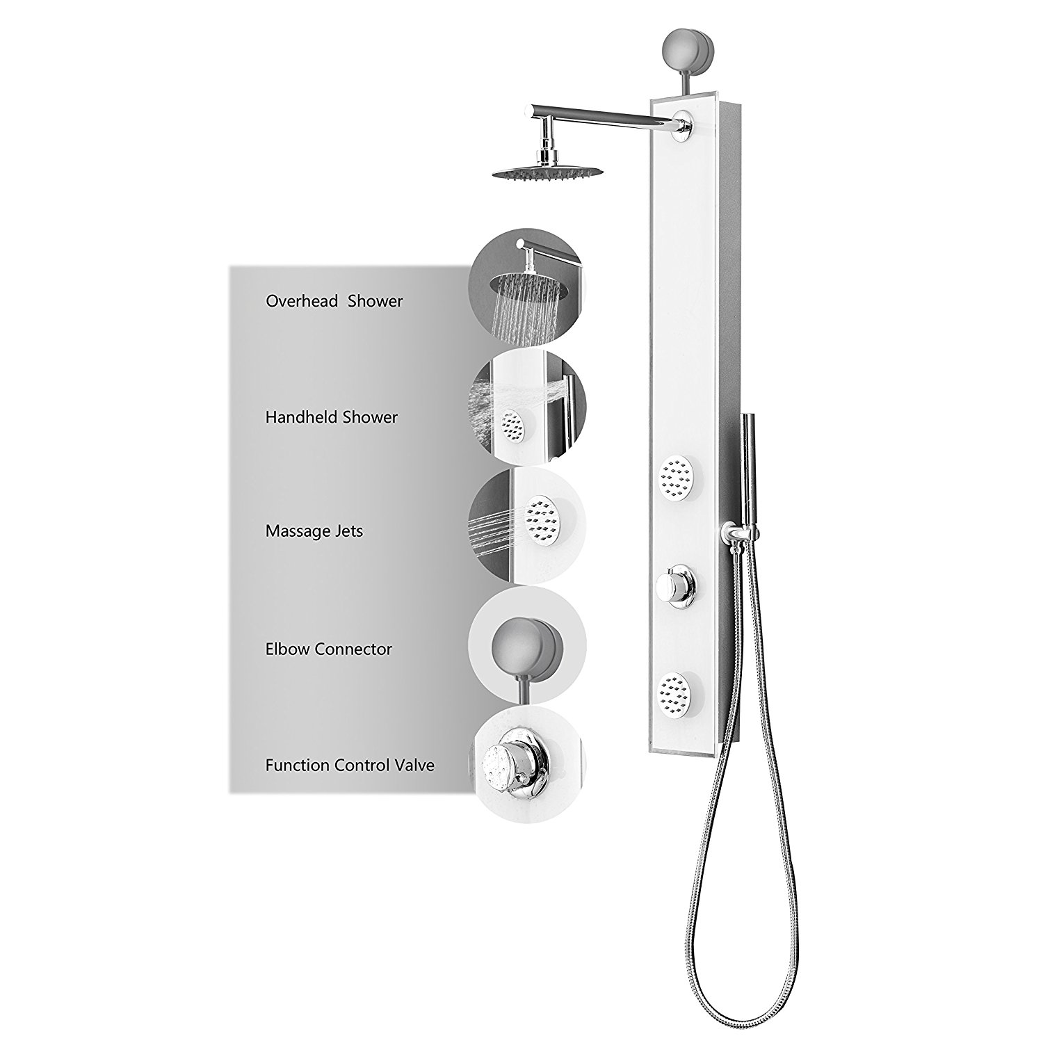Loreto Tempered Glass Multi-Functional Shower Panel System